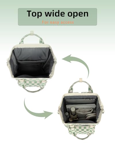 Mochila de laptop para mujeres terciopelo a cuadros verde miniatura 4