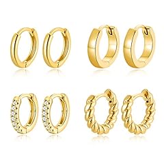 4 pairs gold hoops new