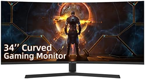 idea display G34W 34-inch Gaming Monitor VA Curved 165Hz 1440P 1500R 2K, WQHD 21:9 3440X1440, MPRT1ms, HDMI USB 2xDisplayport, Frameless Freesync HDR, Height Adjustable, LED Backlight