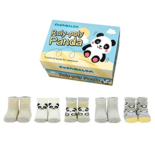 Cucamelon Panda Socken für Babys (5 Paar) - Pandabär Strumpf Cover