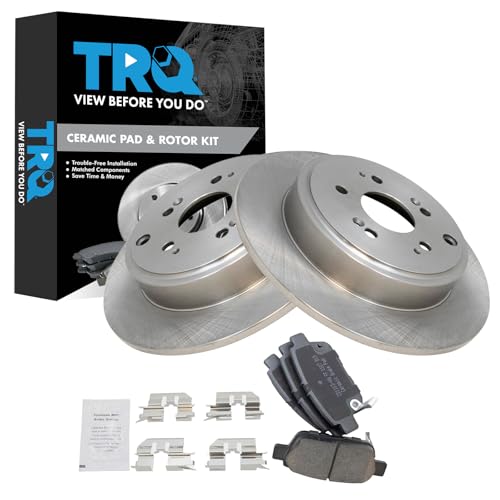 Image of TRQ Rear Brake Pad and Rotor Set Ceramic Solid Rotors | For 2006-2014 Honda Ridgeline