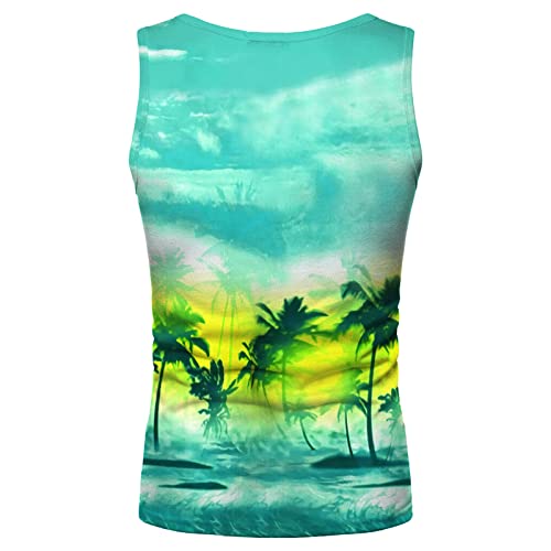 Cotton Tank Top Men 3D Printed Graphic Sleeveless Quick Dry Muscle Shirt For Workout Gym Jogging Men's Short Sleeve T-Shirt Trendy Wrinkle Free White Blouse Men White Graphic Tee(Blue,X-Large) #TOP3