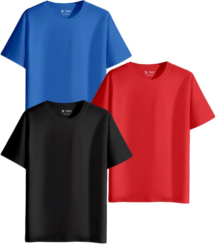 Image of XENOVAURBAN Unisex Regular Cotton Combo of 3 Solid Color Tshirt