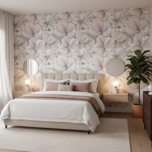 Image of Pink Floral Wallpaper for Walls | Peel and Stick Self Adhesive Wall Sticker | Waterproof PVC Vinyl Decorative Wall Decor for Home, Living Room, Bedroom & Office (45x300 cm)