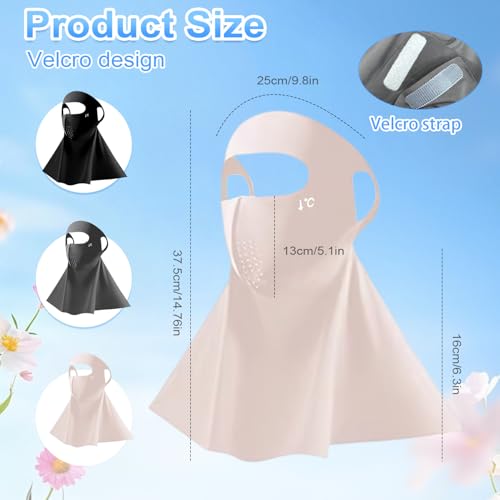 Image of TecoKart 3Pcs Full Face Mask with Neck Coverage, UV Protection Face Cover for Women, Reusable Breathable Cooling Face Masks for Summer Outdoor Activities, Bike, Travel & Sports
