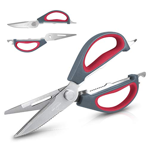 SKY LIGHT Kitchen Scissors, Heavy Duty Kitchen Shears Stainless Steel, Comes-Apart Detachable Chef Kitchen Shears for Chicken, Herbs, Poultry, Fish, Meat, Vegetables, BBQ - Large