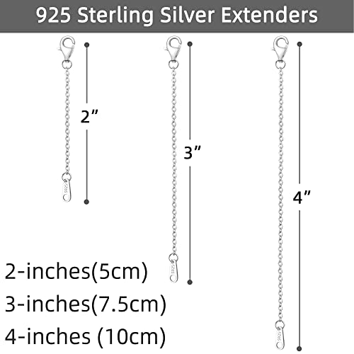 925 Sterling Silver Necklace Extender Sterling Silver Necklace Chain Extenders for Necklaces 2", 3", 4" Inches3