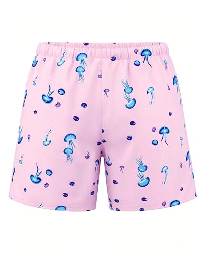 Image of UPTRIS Girls Swim Shorts Beach Board Short with Mesh Liner Quick Dry Summer | Jellyfish Pattern Swimming Trunks Swimsuit with Pockets Surfing, Beach, Vacation and Holiday for Toddler Baby girl