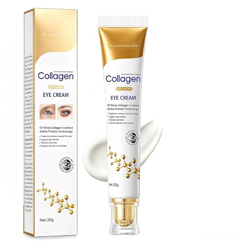 Crème Contour des Yeux au Collagène, Anti-Rides & Anti-Cernes, Soin Hydratant & Raffermissant pour Poches Sous les Yeux, Sérum Yeux Anti-Âge, Eye Cream,...