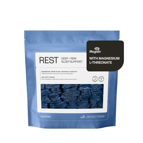Synchro Rest Sleep Supplement - Magnesium L-Threonate Powder with L-Theanine Glycine Lemon Balm Extract & Apigenin - Melatonin-Free Magnesium Powder for Sleep - Sweet Lemon Flavor - 30 Servings