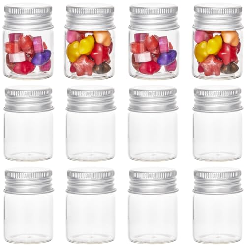 SUNNYCLUE 30Pcs Mini Glass Vials with Aluminum Screw Lids 15ml Small Glass Vial Small Glass Bottles Small Glass Bottles Clear Tiny Glass Jars for DIY Craft Storage Art Wedding Party Favors Decor