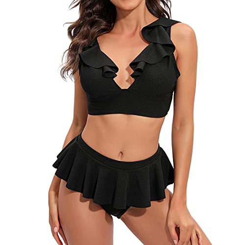 Maillot de bain tankini Lands End femme gainant et ajustable avec bas de bikini torsadé noir