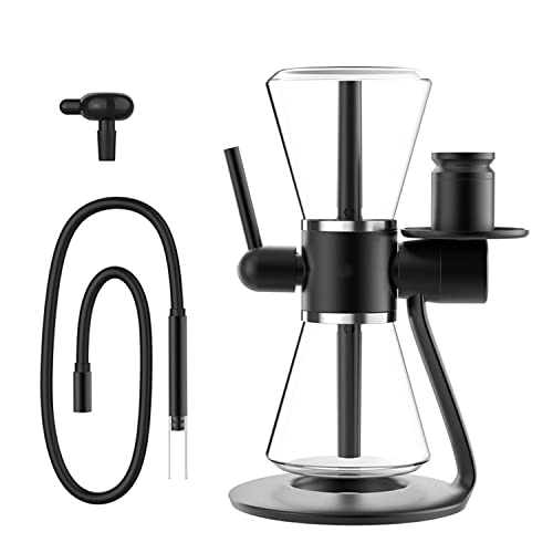JUZHOUHUI Wasserpfeifen-Set, Sanduhr 360° Drehbares Schwerkraft-Wasserpfeifen-Set - 360 Grad Drehbare Transparente Glas-Wasserpfeife Mit Wärmemanagementsystem (schwarz) Cover