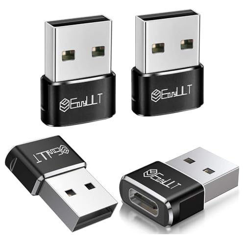 EasyULT USB C Adapter, USB auf Typ C Adapter[4 Stück], Typ C Buchse zu USB-A für iPhone 16/15/14/13/12, iPad mini/Air, Samsung Galaxy S25 A55 Ultra und Andere Smartphone & Tablet (Schwarz)