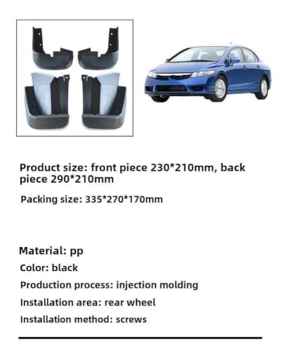 Kit garde-boue Honda Civic 2007-2011 de qualité supérieure avec finitions précises d'origine