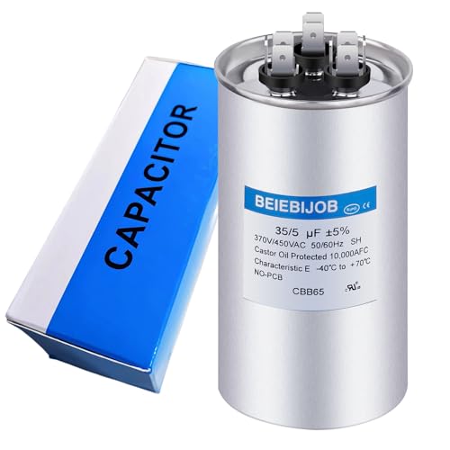 35+5 uF 35/5 MFD ±5% 370/440/450VAC CBB65 A/C Capacitor, Dual Run Start Round Capacitor, Air Conditioner Capacitors for AC Motor Run, Heat Pump, Condenser Straight Cool,HVAC Capacitor