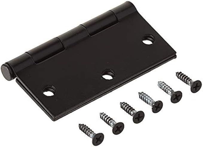 12 Pack - Cosmas Flat Black Door Hinge 3.5" Inch x 3.5" Inch with Square Corners - 37625