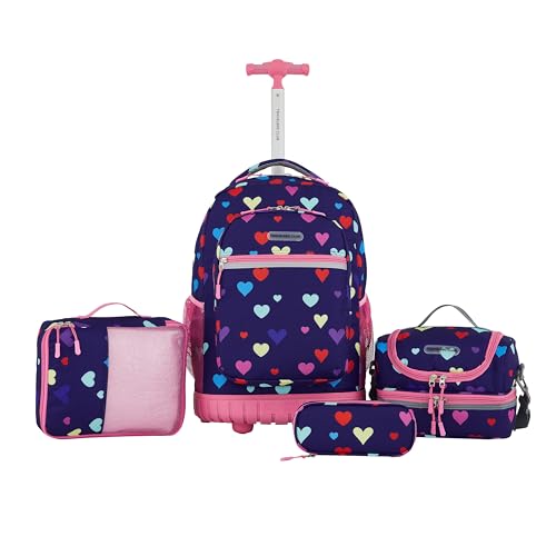 Travelers Club Rolling Backpack Accessories, Heart, 4 Piece Set
