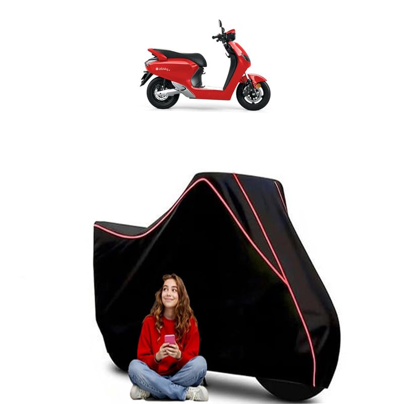 Image of Flow BS6 Scooty Bike Cover Water Resistant Outdoor Use Universal Fit Scooters Motorcycles Heavy Duty UV Protection Dust Rain Scratch Resistant Elastic Bottom Black Blue Piping