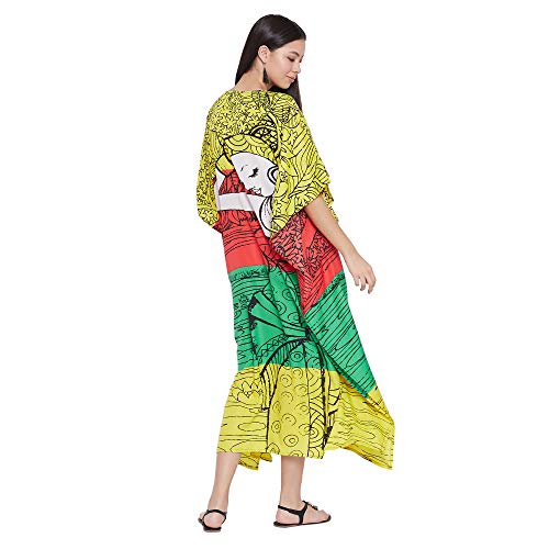 Image of Oussum Women Kaftan Plus Size Polyester Summer Lightweight Caftan Swimsuit Cover Ups Maxi African Mumu Lounge House Dress