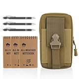 7pcs Waterproof Notebook, 3 X 5 Inch Pocket Notebook with Pen All Weather Small Notepad Write in The Rain Notebooks, Waterproof Notepad Field Notes Notebooks All Weather Pen with Waist Pack(Brown)