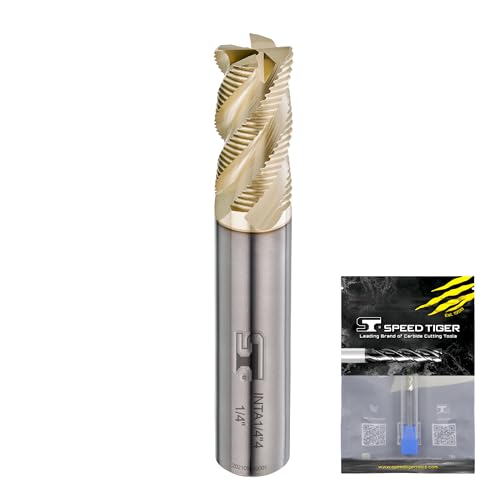 SPEED TIGER INTA Carbide Roughing End Mill - for Alloy Steels/Hardened Steels - Micro Grain Carbide End Mill - ZrN-A Coating - 4-Flute - INTA5/8-4 (1 Piece, 5/8
