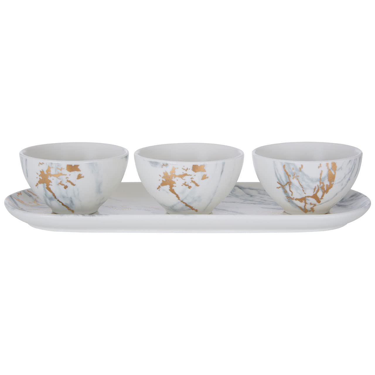 Premier Housewares Tapas Bowls Marble Effect Tapas Dishes With Oblong Tray Durable Tapas Set Of 4 Appealing Tapas Dishes Set/Round Tapas Plates 10 x 6 x 27