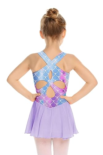 Image of Arshiner Kid Girls Hollow Back Ballet Leotard with Skirt Sleeveless Dance Dresses