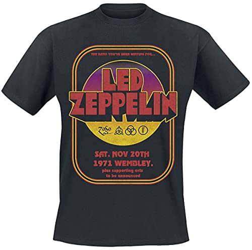 Rock Off LED Zeppelin T Shirt 1971 Wembley Band Logo Nouveau Officiel Homme Size M - Les Beatles, Paul McCartney, John Lennon, RIngo Starr, George Harrison Rock Off LED Zeppelin T Shirt 1971 Wembley Band Logo Nouveau Officiel Homme Size M