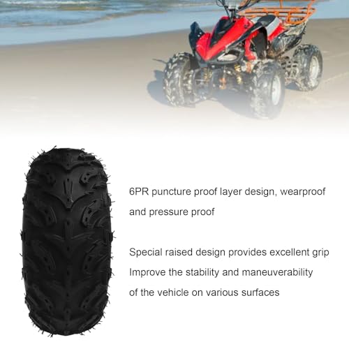 Tbest 14x5,00 Pneumatici ATV 6 Pollici con Cerchio in Lega di ferro Nero 3 Fori 6pr in Gomma Puntura Prova per Go Kart Off Road Vehicle Carre