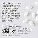 Sports Research Extra Strength Vegan Biotin (Vitamin B) Supplement with Organic Coconut Oil - Supports Keratin for Healthier Hair & Skin - Great for Women & Men - 5,000mcg, 120 Veggie Softgel Capsules - Image 4