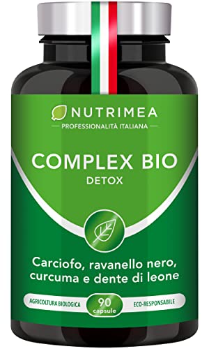 Complex Bio | Detox | Digestione | Sistema Immunitario Efficiente | Fegato Sano | Curcuma, Carciofo, Ravanello Nero e Dente di Leone | 90 capsule