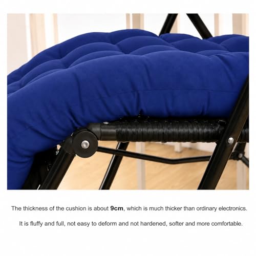 Image of KYNE Rocking Chair Cushion 18 x 50 Inch Thick Tufted Chair Cushion with Backrest and Seat Pad Soft Premium Fabric Polyester Filling Non Slip Indoor Outdoor Rocking Chair Cushion (Navy Blue)