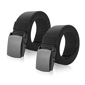 TSHAOUN 2 Stück Arbeitsgürtel Herren, Nylon Herren Guertel Verstellbarer Canvasgürtel Canvas Belt für Arbeit und Reisen, Keine Metallschnalle, Schneller Pass durch die Flughafensicherheit