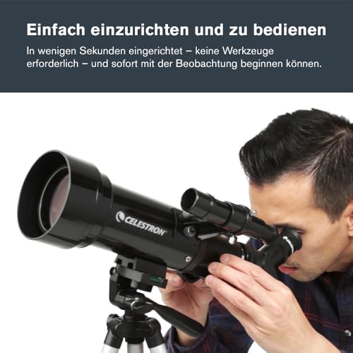 Celestron 21035 Travel Scope 70 Portable Refractor Telescope Kit with Backpack, Black