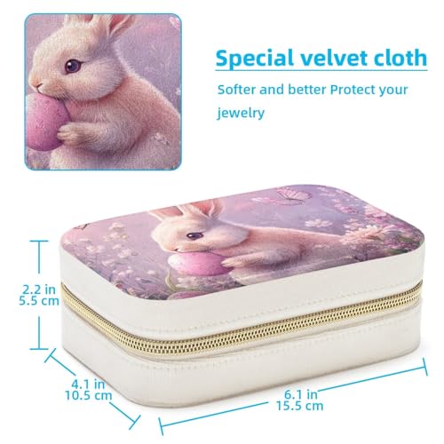 Boîte à bijoux œuf de lapin violet pour boucles d'oreilles et bagues