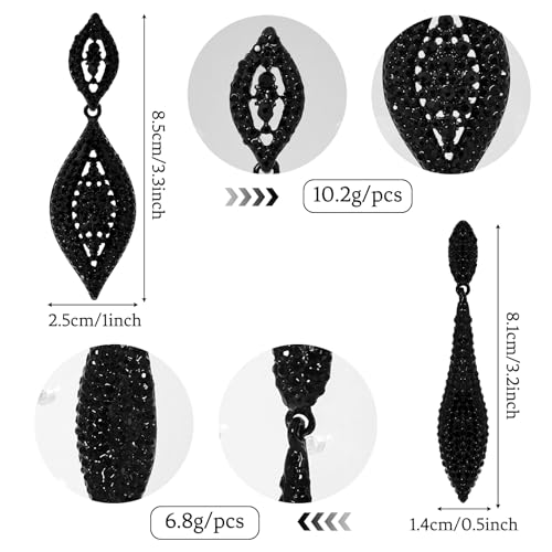Black Rhinestone Earrings Dangling Cystal Wedding Prom Earrings Party Accessories Leaf Drop Dangle Chandelier Earrings for Women2