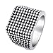 Homxi Anillo Gotico Hombre Anillo Punk,Anillo Cuadrado con Punto Anillo Simple Acero Inoxidable Plata Anillo Hombre Talla 25(65mm)
