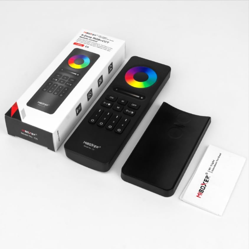 Miboxer C5 4-Zone RGB+CCT Remote 2.4G RF Wireless, Brightness, Color Temperature and Saturation Adjustable