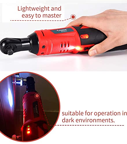 Image of AOBEN 3 /8 inch 12V Power Electric Ratchet Wrench Set with 1 2000mAh Lithium-Ion Battery And Charger