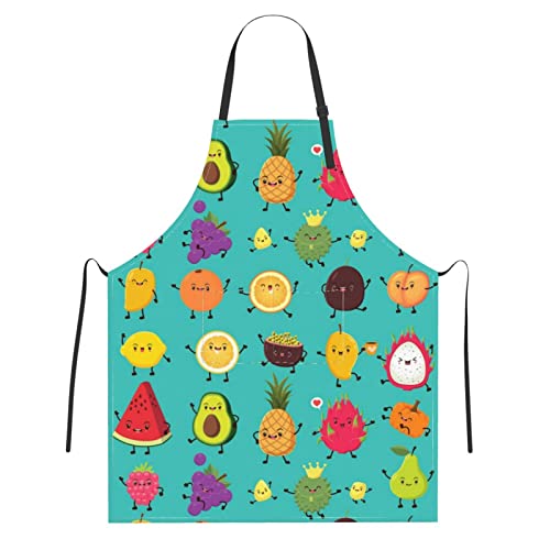 Gocerktr Cute Cartoon Fruit Animation Durian Pineapple Bib Apron With Adjustable Neck For Men Women,Suitable For Home Kitchen Cooking Waitress Chef Grill Bistro Apron #TOP15