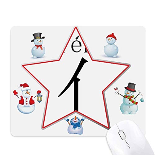 Tapis de souris Bonhomme de neige de Noël et caractères chinois pour bureau