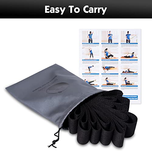 Slim Panda Stretching Strap With 10 Loops For Stretching, Pilates, Leg Stretch, Non-Elastic Yoga Strap With Exercise Guide Book, Yoga Stretch Strap For Physical Therapy, Flexibility, Gymnastics #TOP4