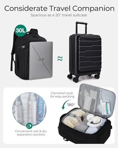 BAGSMART Travel Backpack for Men Women, Carry On Backpack Flight Approved TSA Friendly with USB Charging Hole Lightweight Weekender Bag Casual Daypack 17.3 Inch Laptop Business Work Backpack, Brown4