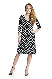 Rekucci Women's Slimming 3/4 Sleeve Fit-and-Flare Crossover Tummy Control Dress