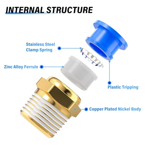 Image of TAILONZ Blue 8mm Tube OD x 3 /8 inch G Straight Push to Connect Fitting 10pcs
