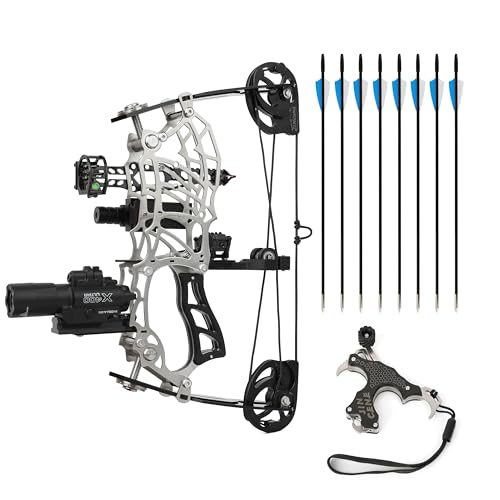 13Inch Compound Bow & Arrow Set for Adults Youth - 15-32 LB Adjustable Draw Weight No Bow Press Needed (Style 1)