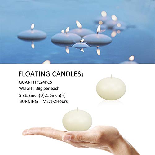 Yih 2" White Unscented Dripless Floating Tealight Shape Candles Set (24Pack) #TOP1