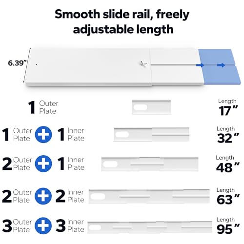 Cestluck Sliding Door Air Conditioner Kit, with 5.9\" Coupler and Bird Guard, 6 Plates Portable Air Conditioner Sliding Door Vent Kit Max Adjustable Length 95 Inch, Suit for 5.9 Inch Exhaust Hose