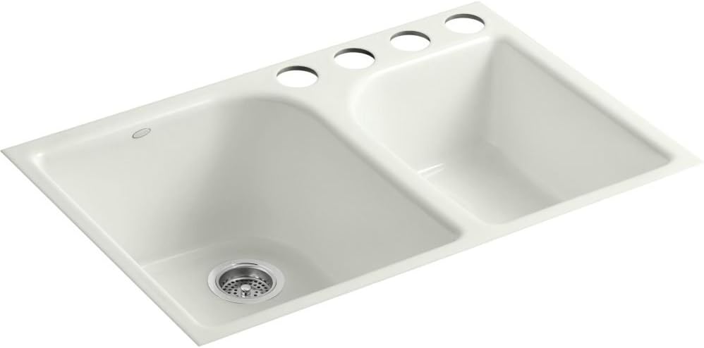 KOHLER K-5931-4U-96 Executive Chef Undercounter Kitchen Sink, Biscuit